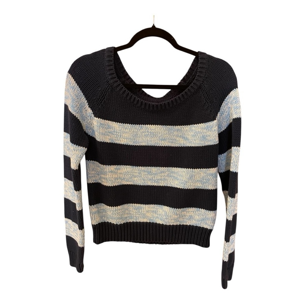 American Eagle Outfitters 100% Cotton Striped Sweater, Size M, Navy & Lt. Blue.